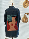 Joyiva - Frida's Flower Kadın Kot Ceket