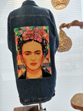 Joyiva - Frida Colorful Portrait Kadın Kot Ceket